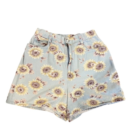 A. Byer Pants - A. Byer California Vintage 90s Sunflower Print High Waisted Denim Shorts Size 9